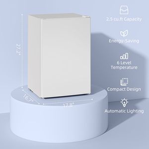 Mini Refrigerador de Una Puerta con Congelador de 2.5 Pies Cúbicos, Termostato Ajustable y Puerta Reversible, Refrigerador Compacto Blanco - Product Image 5