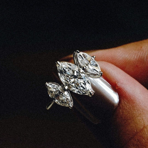 Three Stone Cz <b>Ring</b> White <b>Gold</b> Engagement <b>Ring</b> 10K Solid <b>Gold</b> Marquise Cut Trilogy <b>Ring</b> <b>Vintage</b> Art Deco <b>Ring</b> Proposal <b>Ring</b> - Product Image 1