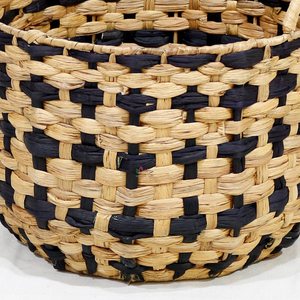 Ensemble de paniers de rangement en osier faits à la main, design rustique rond, pour l'organisation du salon, usage décoratif, tissage noir naturel - Product Image 6