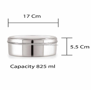 Caja de acero inoxidable para especias de 825 ml con tapa hermética, 7 recipientes y cuchara para almacenamiento de especias en restaurantes. - Product Image 6
