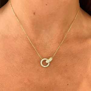 Heart Love Lock Round Lab Grown Diamond Necklaces Pave Set Sparkling Dainty Delicate Jewelry Custom 14k 18K <b>Solid</b> <b>Gold</b> Wholesale - Product Image 2