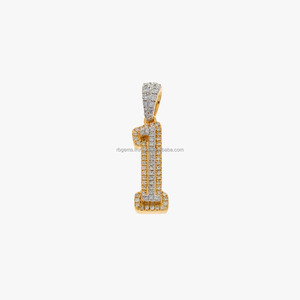 Personalizado Hip Hop Pass Tester Ice Out Letra Nombre Colgante 10Kt Blanco/Amarillo Oro 3gm y 0.31ct Diamantes naturales - Product Image 1