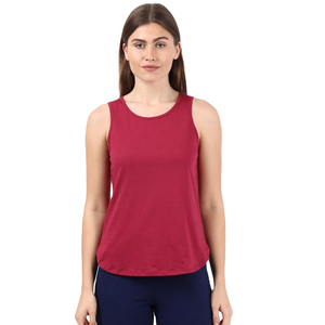 Women's <b>Red</b> Sleeveless Tank <b>Top</b> Solid Color O-Neck Knitted Casual Wear - Product Image 2