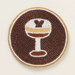Coffee <b>Beaded</b> <b>Coaster</b> Cappuccino Drink <b>Coaster</b> Cafe Style Table Decor - Product Image 1
