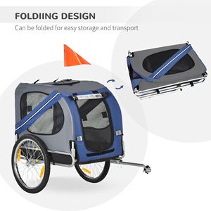Rimorchio per Bicicletta Blu/Grigio per Animali Domestici con Ruote Fuoristrada, 3 Ingressi e Rete per Viaggi Sicuri e Avventure in Fattoria con il Cane - Product Image 6