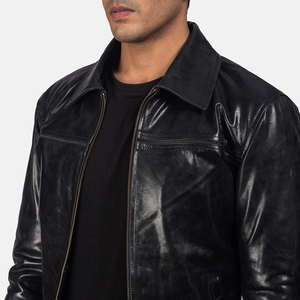 Men Genuine <b>Leather</b> <b>Jacket</b> Motorcycle Biker Style Zip Up Slim Fit Custom Logo <b>Winter</b> Outerwear OEM - Product Image 4