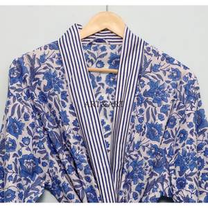 100% Cotton Digital Printed Floral Long Japanese Women's Kimono Robe <b>Dressing</b> <b>Gown</b> Bathrobe Women <b>Lightweight</b> for sleep wear - Product Image 3