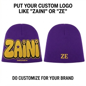 หมวกบีนนี่อะคริลิคพรีเมียม ZAINI 240 GSM สีม่วงเหลือง ปักโลโก้ตามสั่ง อุ่นสบาย ยืดหยุ่นได้ เหมาะสำหรับฤดูหนาว ใส่ได้ทุกวัน - Product Image 1