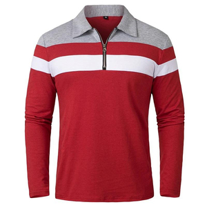 Polos de Verano para Hombre de Alta Calidad con Bloques de Color, Manga Larga, Cuello con Ribete en Contraste, Mezcla de Algodón, Cómodos y Transpirables - Product Image 1
