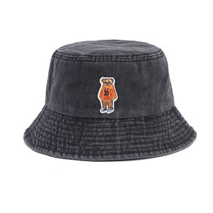 Luxe 100% coton Orange ours Patch seau chapeau broderie et décor lavé pour la pêche plage décontracté usage quotidien - Product Image 4