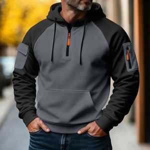 Wholesale 100% Cotton Winter Plain Oversized Lined Hooded Pullover Sweatshirts Men's Solid Color Custom Print Tops Casual 500g N - Product Image 1