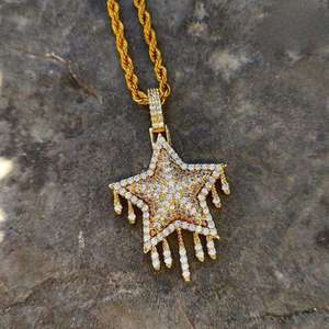 Colgante de Estrella con Incrustaciones de Moissanita Plateada de Alta Calidad, Estilo Hiphop, para Hombre - Product Image 3