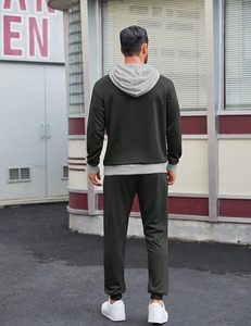 Men's 2 Piece Outfits Hoodie Sweatshirt Elastic Waist Joggers Sweatpants Casual <b>Athletic</b> Tracksuit Sweatsuit Set - Product Image 3