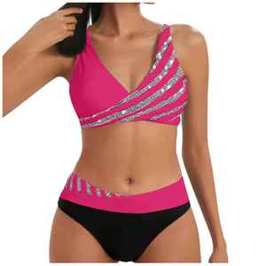 Solid Trader Elite Comfort Adjustable Waistband Elastic Fabric Stylish Rhinestone High Performance Summer Wear Women <b>Bikini</b> - Product Image 2