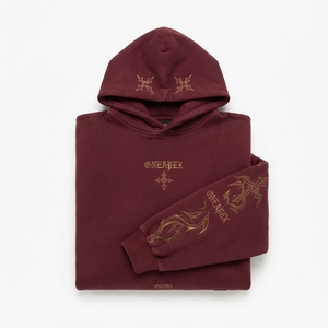 <b>Men's</b> <b>Burgundy</b> Embroidered <b>Hoodie</b> Premium Cotton Fleece Pullover Streetwear Sweatshirt Custom Logo Wholesale Fashion - Product Image 5
