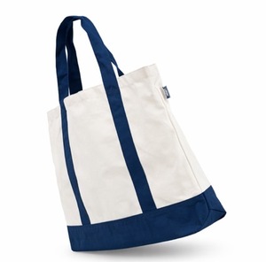 Printed Polyester/Cotton <b>Tote</b> <b>Bag</b> Woven Style Eco Friendly Blue White Color Block Design Water Resistant Customizable - Product Image 3