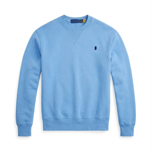 Wholesale Men's 100% Cotton Casual Top Long-Sleeved T-Shirt Crew Neck Hoodie with 3D Embroidered Logo Solid <b>Pattern</b> Design - Product Image 1