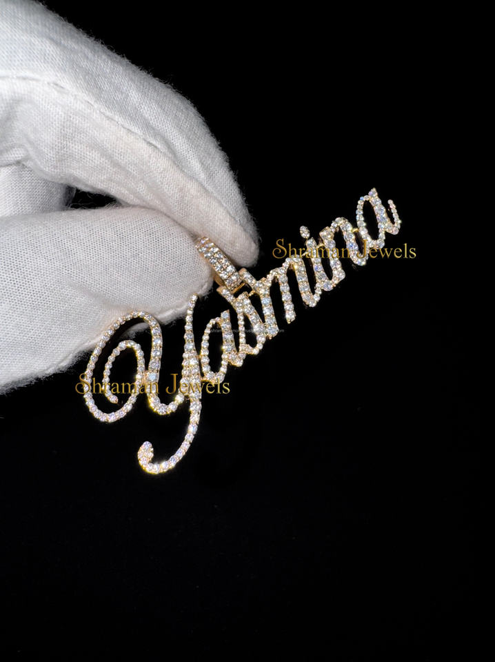 Unisex 1.98 CTS Moissanite Diamond Pendant Necklace with Iced out 925 Silver & Gold Plating Custom Name Letter Charm for Parties