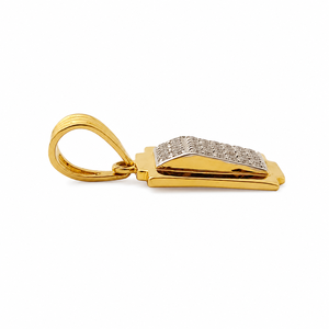 Pendentif rectangulaire en or 18 carats plaqué or avec diamants, pour homme et femme, finition polie, géométrique, pour mariage, fête, usage quotidien, cadeau, bijoux - Product Image 4