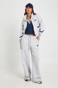 Conjunto Deportivo para Mujer con Rayas en Contraste, Chaqueta Corta con Cierre y Cuello Alto, Pantalones Anchos de Pierna Recta, Ropa Deportiva de Algodón y Felpa, OEM - Product Image 2