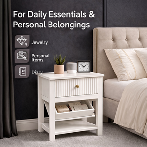 ELVROGEST SA Nightstand hidden gun compartment secret drawer secure <b>storage</b> modern white wood bedside <b>table</b> concealed safe box - Product Image 4