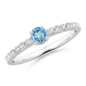 Bague Solitaire Classique en Or Massif 14K avec Aigue-marine, Faite à la Main, Bijoux Fins Personnalisés pour Mariage, Fiançailles, Soirée - Product Image 1