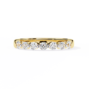 Bague en or jaune 10k 14k 18k avec sertissage festonné Horizon et couronne à sept pierres RAAMAA - Product Image 2