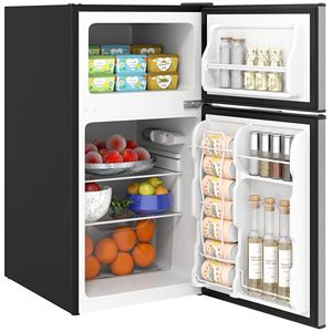 Mini Frigorifero Nero da 3,2 Cu.Ft con Doppia Porta, Design Freezer Superiore, Raffreddamento Diretto, Termostato Regolabile, Porta Reversibile, Nuovo - Product Image 1