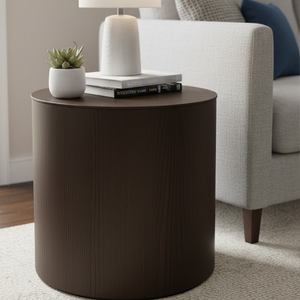 Muebles Modernos y Duraderos para Sala de Estar de Vietnam, Mesa de Centro Redonda con una Pata de Pilar, Chapa de MDF, Fresno, 1 Año de Garantía - Product Image 2