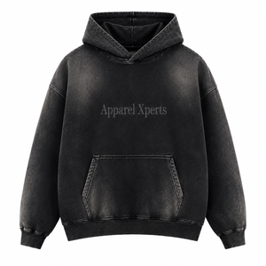 Sweat-shirt à capuche surdimensionné personnalisé effet délavé, en molleton de coton épais, style streetwear vintage - Product Image 3
