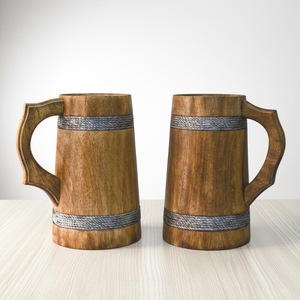 Eco-Friendly Polished Wooden Viking <b>Mug</b> with Hand Carved Engraving and Animal Design-Valentine's Day & Halloween Gift - Product Image 5