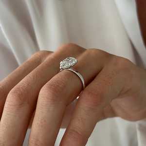 3ct Elongated Pear Cut Lab Grown Diamond Solitaire <b>Ring</b> , F VS1 Diamond <b>Thin</b> Two Tone Engagement <b>Ring</b> , IGI Certified - Product Image 6