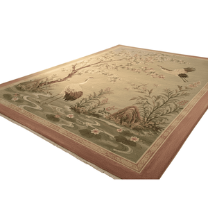 Tapis en laine noué à la main de qualité supérieure, motif grue japonaise Chinoiserie, motif floral botanique oriental, à poils denses, pour grossistes - Product Image 4