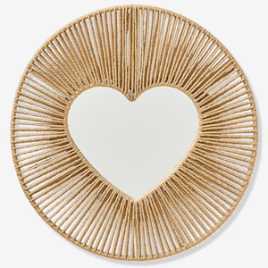 Espejo decorativo de pared con forma de corazón de cuerda de papel Handowen, espejo de baño, espejo de dormitorio, de Vietnam. - Product Image 1