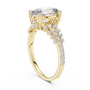 Anillo de Compromiso de Lujo en Aleación de Oro Amarillo de 18K con Moissanita de Corte Ovalado y Banda con Pavé |   Anillo de Novia Premium para Mujer, para Fiestas - Product Image 3