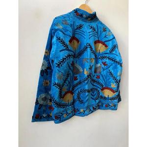 Handmade Velvet Suzani Autumn Winter Eco-Friendly Reversible Embroidered Bohemian <b>Women's</b> <b>Jacket</b> Gift for Her - Product Image 4