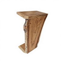 Table d'appoint scandinave en bois de teck massif à bord vif, fabriquée à la main, écologique, durable, design européen