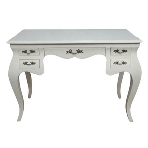 仿古书桌经典白色彩绘秘书桌简约设计木制写字台法式办公家具 - Product Image 3