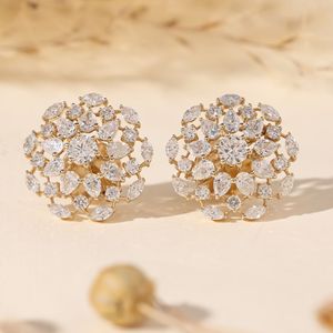 Boucles d'oreilles clous en diamant de laboratoire, rondes et marquise, motif floral, en or, pour mariée, bijoux de mariage - Product Image 1