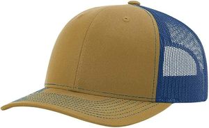 Casquette Snapback 6 Panneaux en Maille Bleu et Marron avec Blocs de Couleurs, Respirante et Ajustable, Chapeau Décontracté pour Homme Printemps-Été Adulte - Product Image 2