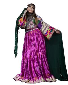 En gros Vintage Afghan Kuchi Look Costume Tribal Vibrant Nomade Danse Robe Manches Longues À La Main Broderie En Mousseline De Soie Culturelle - Product Image 3