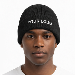 Custom Knit Beanie Hat OEM Classic Black Cuffed <b>Winter</b> <b>Cap</b> Wholesale Embroidered Custom Logo Acrylic Skull <b>Cap</b> - Product Image 1