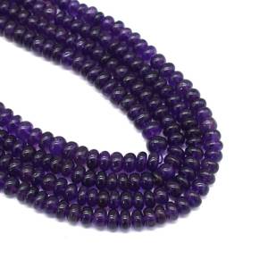 Cuentas de amatista púrpura natural lisas en forma de rondel, de 7 a 8 mm, pulidas, para la fabricación de joyas, gemas al por mayor. - Product Image 4