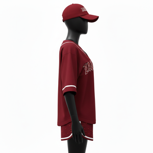 Women baseball <b>short</b> set high quality polyester mesh fabric gsm lightweight maroon <b>jersey</b> <b>shorts</b> custom embroidery Women's Sets - Product Image 3