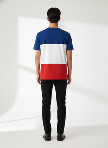 T-shirt en jersey de coton pour homme de qualité supérieure - Bleu, blanc et rouge avec logo SQS - Product Image 3
