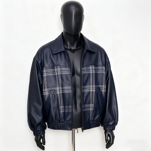 Veste d'hiver décontractée pour homme en cuir véritable de qualité supérieure, épaisse, vintage, réversible, col rabattable, style motard, avec logo personnalisé - Product Image 2