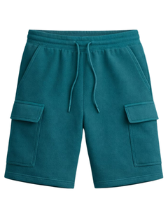 Shorts cargo vert sarcelle pour hommes, taille élastique avec cordon de serrage, style streetwear décontracté, multi-poches, shorts d'été, logo personnalisé, fabricant OEM - Product Image 1