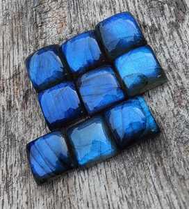 Cabochons carrés en labradorite naturelle, pierres précieuses en vrac pour la fabrication de bijoux, 5 pièces - Product Image 6