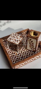 Handmade Luxury Bakhoor Incense Burner Set With Mother <b>Pearl</b> Inlay Wood Musk Material Includes Mubkhar Oud Box for Ramadan - Product Image 3