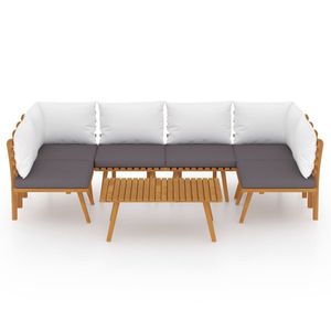 Ensemble de salon de jardin modulaire en bois d'acacia massif gris foncé, 7 pièces, mobilier d'extérieur au design contemporain pour usage extérieur - Product Image 3